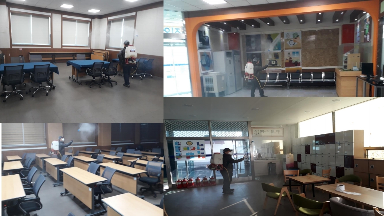 코로나19 예방을 위한 전 교실 및 주변지역 방역실시